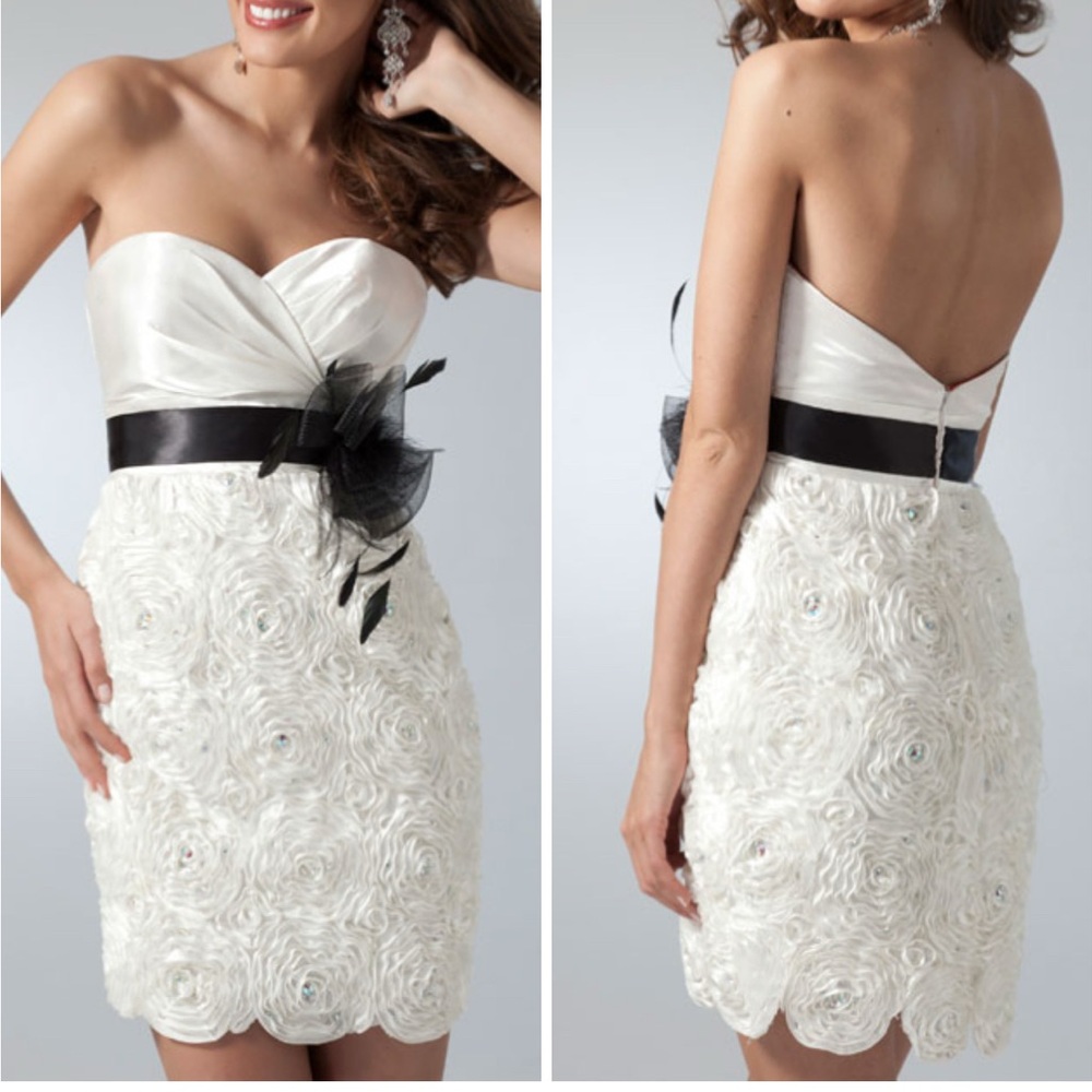 David’s Sweetheart Neckline Satin Knee Length Dresses With Black Sash 16
